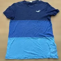 Hollister Tシャツ ブルー系 3色切り替え Mサイズのサムネイル