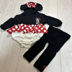 ディズニーベビー　ミニーちゃんフード付きロンパース 70〜80