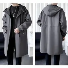 フード付きロングコート　ベンチコート　チェスターコート