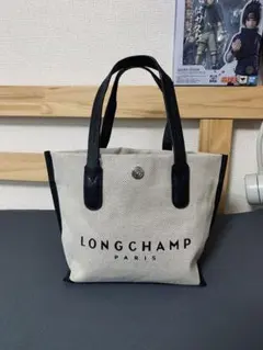 LONGCHAMP ベージュ ミニトートバッグ 小さめ キャンバス 馬ロゴ　人気