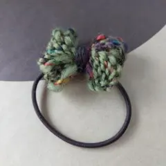ハンドメイド　リボンゴム　オリーブ