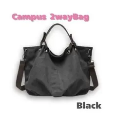 キャンバス ハンドバッグ レディース ブラック ショルダー 大容量　黒