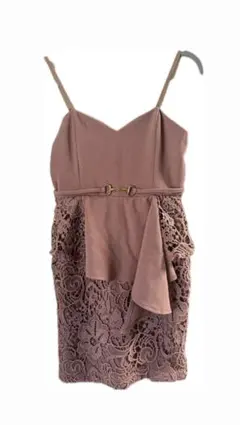 ピンク レース スリーブレスドレス