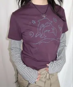 フェイクレイヤードTシャツ/Y2K