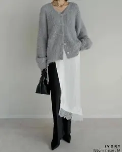 サテンレースアシンメトリーラップスカート