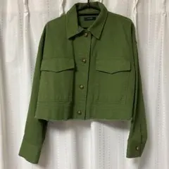 JEANASIS オリーブグリーン クロップド丈 ミリタリージャケット