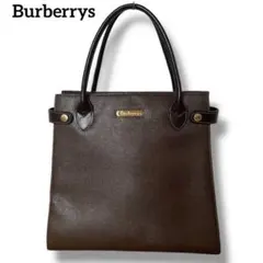 美品 Burberry レザー ハンドバッグ 自立型 内側ノバチェック ブラウン