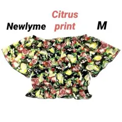 【タグ付】Newlyme フルーツ柄 シフォン オフショル トップス Mのサムネイル