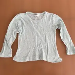 Miamail 水色ドット柄 ロゴ刺繍入 長袖カットソー 110㎝