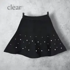 【clear クリア】　パール付き　ミニフレアスカート　ブラック　F フリーのサムネイル