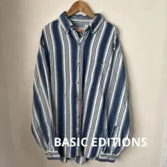 ヴィンテージ BASIC EDITIONS ストライプ BDシャツ 紺白