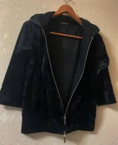 【美品】ベロア素材 パーカー風 カーディガン