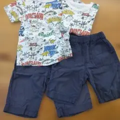 2セット　恐竜柄Tシャツとネイビーのパンツセット 104サイズと120サイズ