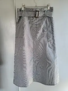 大きいサイズ ベイカーデザイン 千鳥格子 チェック ロングスカート LL