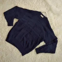 【HINIQUE】クルーネック　ニット　セーター　毛100% L しっかり生地