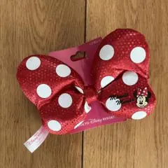 ミニー ヘアゴム リボン 大 ディズニー ラメ 水玉　レッド