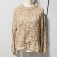 Universal Thread ベージュ 透かし編みセーター 【M〜L相当】