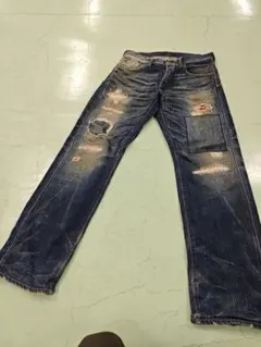 ダメージ加工 ダークブルーストレートデニム　JOHNBULL