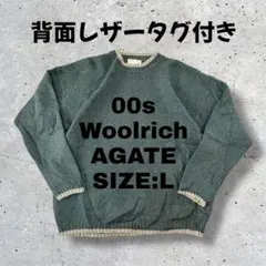 00s WoolrichウールニットセーターAGATEグリーン Lアウトドア古着のサムネイル