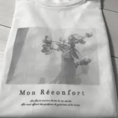 モノクロ花プリント チュール重ねTシャツのサムネイル