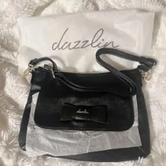 dazzlin ブラックショルダーバッグ リボン付き