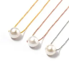 上品な一粒パールネックレス☆アジャスター付き シルバー1点