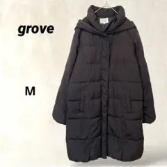 新品未使用　grove グローブ ロングダウンコート　フーディ　ブラック　L 名品アウター/800FP・多機能】つつまれダウンロング（ダウン