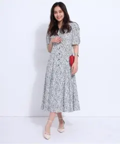 アプワイザーリッシェ フロントボタンロングワンピース ドット 