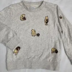 くまのプーさん刺繍グレー トレーナー