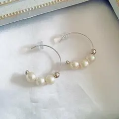 【特価】あこや真珠 フープピアス 625