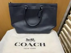 【新品未使用・タグ付】COACH コーチ レザートートバッグ ネイビー A4可