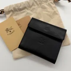 新品未使用　イルビゾンテ　折り財布　ロゴ刻印　レザー　ブラック　イタリア製