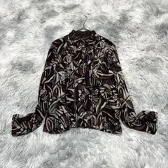 【ジャンニロジュディチェ】ノーカラーシアーシャツ 幾何柄 S 透けコーデ【美品】のサムネイル