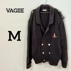 【VAGIIE】ワッペン付き ショールカラー ニットカーディガン ダブルボタン
