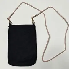 スマホショルダーバッグ　ブルーデニム ハンドメイド　リバーシブル可能 内布花柄