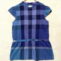 【美品✨】BURBERRY メガチェック チュニック ブルー XS相当のサムネイル