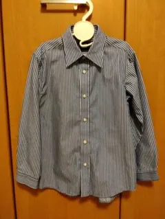 青と白のストライプ 長袖シャツ