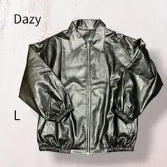 Dazy フェイクレザーブルゾン L ブラック 韓国ファッション ジップアップのサムネイル