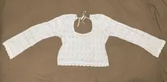 HOLLISTER ライトブルー クロシェ ニット 半袖