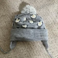 ZARA ペンギン柄 ニット帽子 グレー