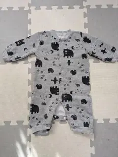 グレーのクマ柄ロンパース 70cm