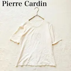 【ピエールカルダン】半袖Tシャツ（L）ロゴ スパンコール ビーズ 英字 白のサムネイル