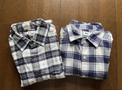 ユニクロ　フランネル長袖シャツ ネイビー系チェック 2点セット