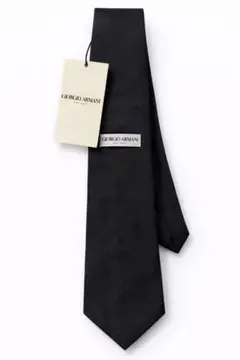 ​【新品タグ付】ジョルジオアルマーニ ネクタイ 黒 織柄 ブロックチェック 伊製