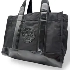 トリーバーチ トートバッグ 腕掛け ナイロン エナメル ブラック A4収納可能