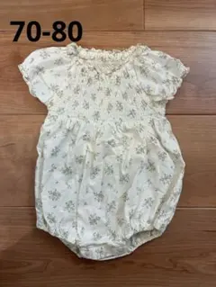 アプレレクール　花柄パフスリーブロンパス　　70-80サイズ