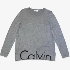 Calvin Klein/ロゴニットセーター/グレー/クルーネック/レディース