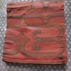 ★難あり　正絹九寸名古屋帯 幾何学模様 　落ち着いたピンクオレンジ　リメイク