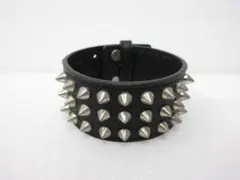 スタッズ レザー ブレスレット リストバンド ブラック 黒　幅3.5cm a