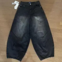 DECET ワイドバルーンデニムパンツ ブラック